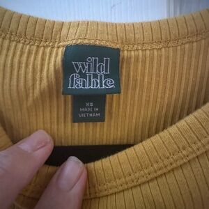 Wild fable dress.  Gold with embroidered sun.XS